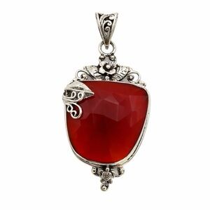 S925 Carnelian Turtle Leaf Pendant
